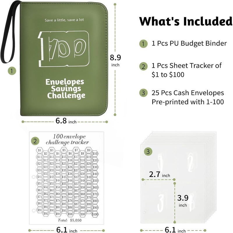 RONMONG 100 Envelope Challenge Binder, 2025 Upgrade 100 Envelopes Money Saving Challenge, Savings Challenges Book with Challenge Tracker to Save $5,050 - Image 4